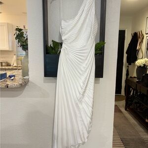 Vici White Pleated One-Shoulder Dress